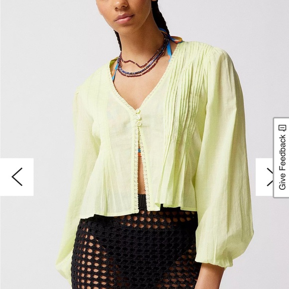 NWT Urban Outfitters Janie Puff Sleeve Blouse, XL - Picture 2 of 10